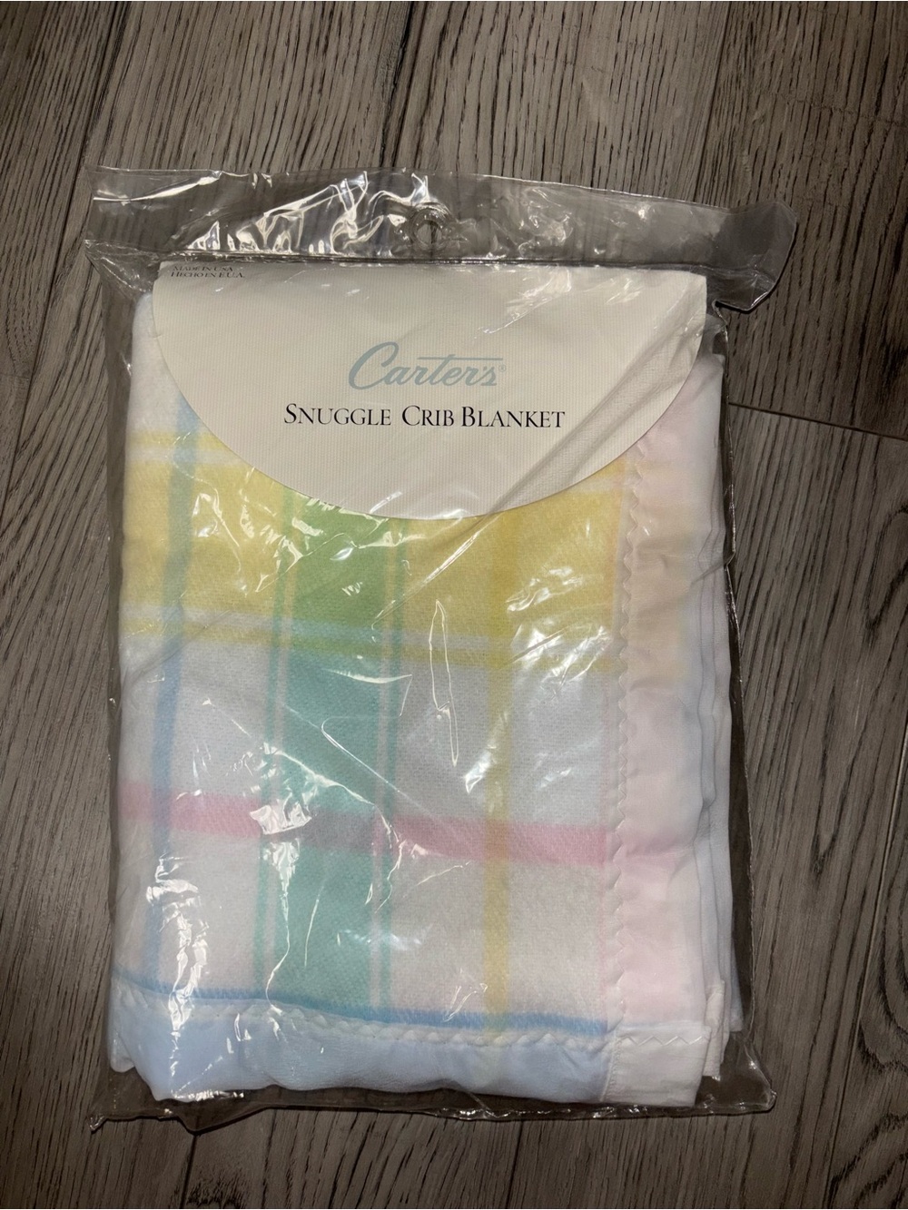 Vintage Carter's Pastel Plaid Baby Crib Blanket - Blue, Pink, Yellow, Green